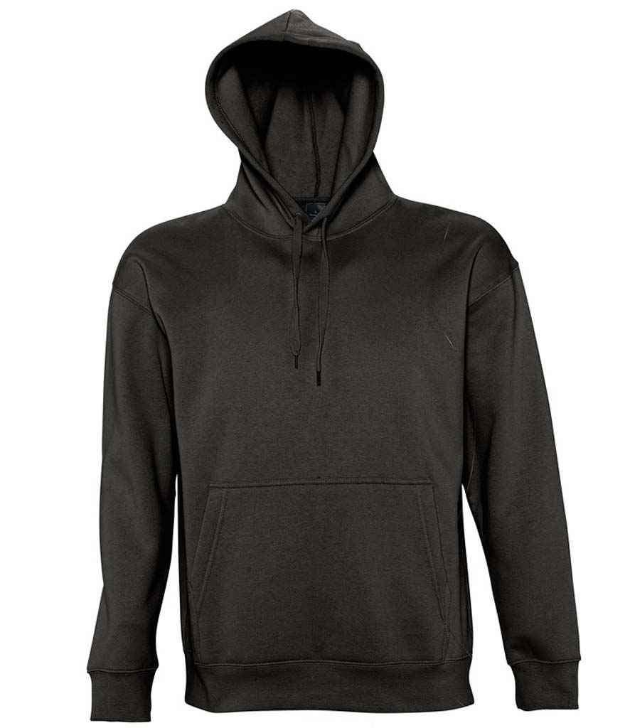 SOL'S Unisex Slam Hooded Sweatshirt in Black by SOL'S — Custom branded clothing by Print Press, featuring premium embroidery produced in our specialist print lab in the UK.