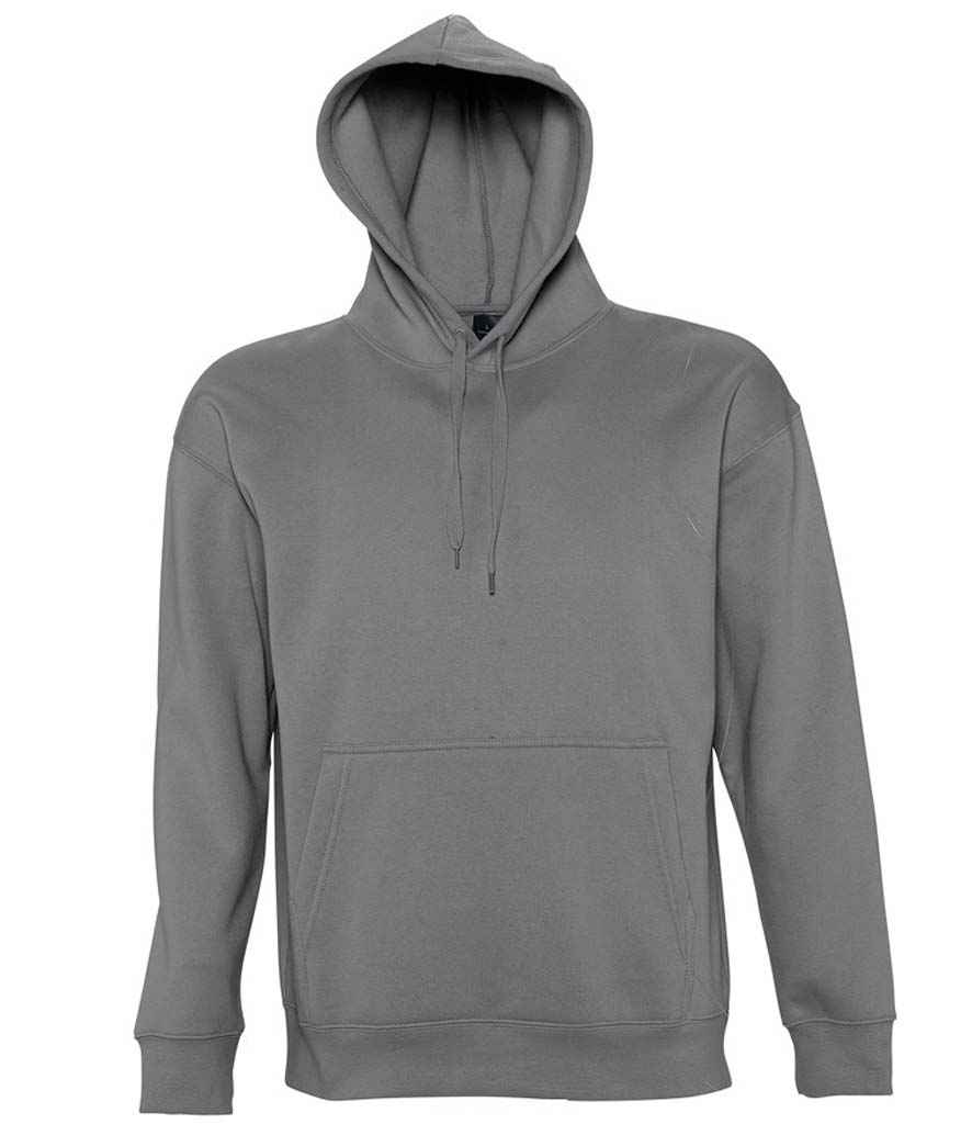 SOL'S Unisex Slam Hooded Sweatshirt in Dark Grey by SOL'S — Custom branded clothing by Print Press, featuring premium embroidery produced in our specialist print lab in the UK.
