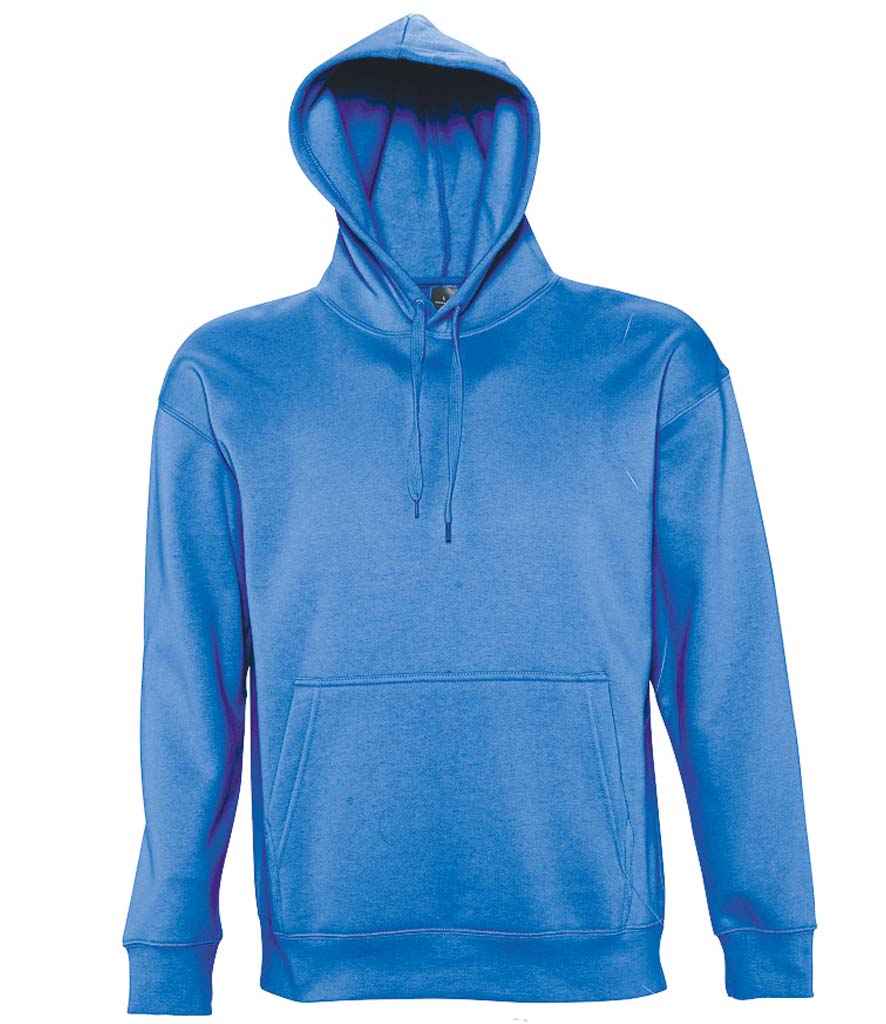 SOL'S Unisex Slam Hooded Sweatshirt in Royal Blue by SOL'S — Custom branded clothing by Print Press, featuring premium embroidery produced in our specialist print lab in the UK.