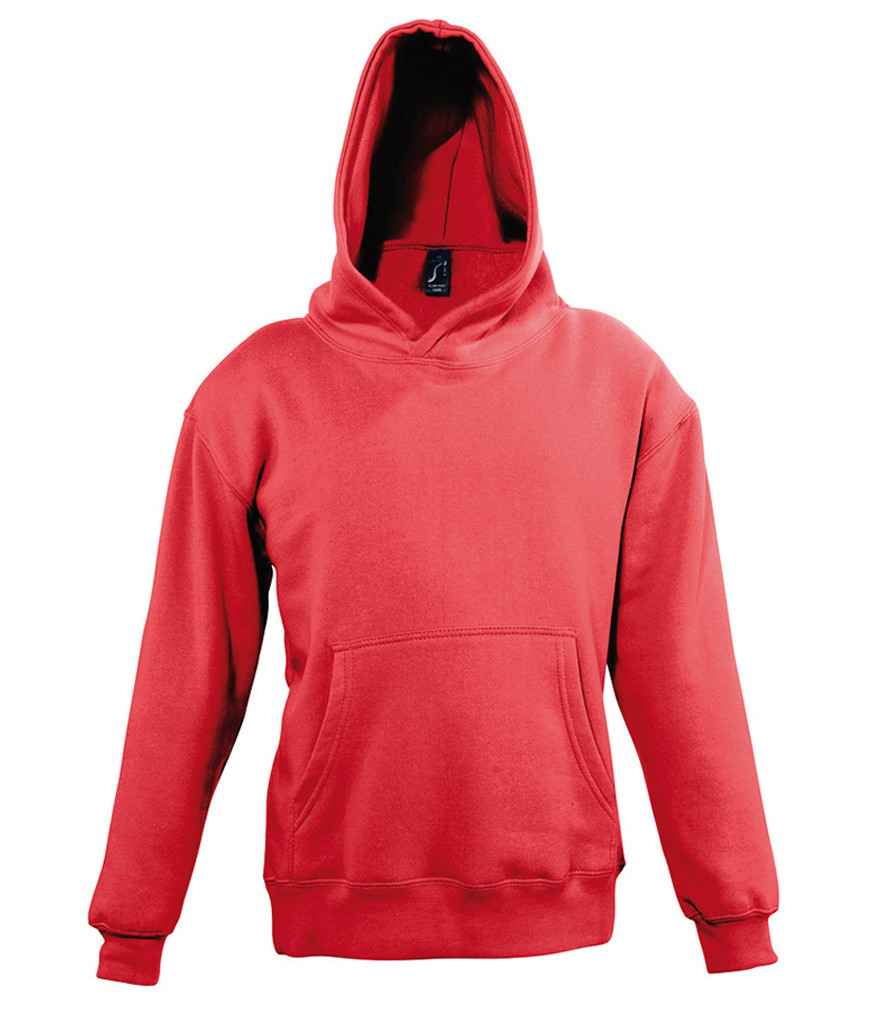 SOL'S Kids Slam Hooded Sweatshirt in Red by SOL'S — Custom branded clothing by Print Press, featuring premium embroidery produced in our specialist print lab in the UK.