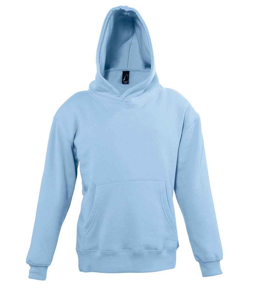 SOL'S Kids Slam Hooded Sweatshirt in Sky Blue by SOL'S — Custom branded clothing by Print Press, featuring premium embroidery produced in our specialist print lab in the UK.