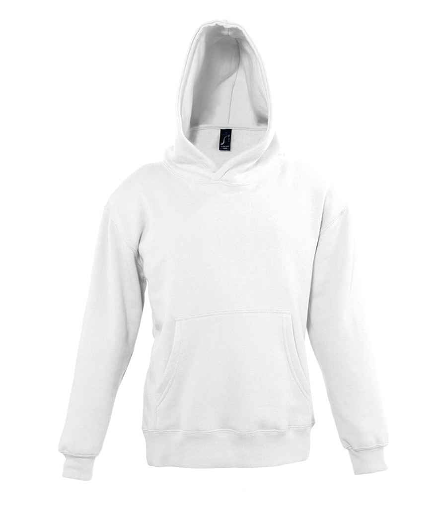 SOL'S Kids Slam Hooded Sweatshirt in White by SOL'S — Custom branded clothing by Print Press, featuring premium embroidery produced in our specialist print lab in the UK.