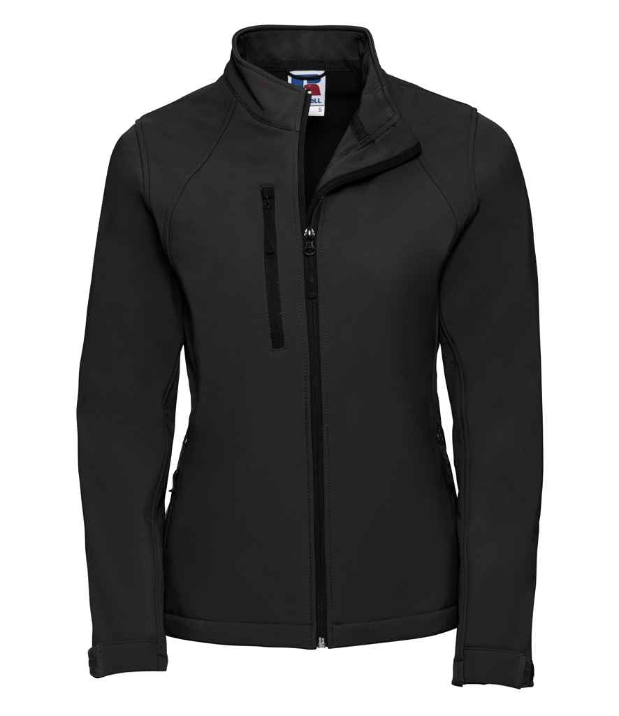 Russell Ladies Soft Shell Jacket in Black by Russell — Custom branded clothing by Print Press, featuring premium embroidery produced in our specialist print lab in the UK.
