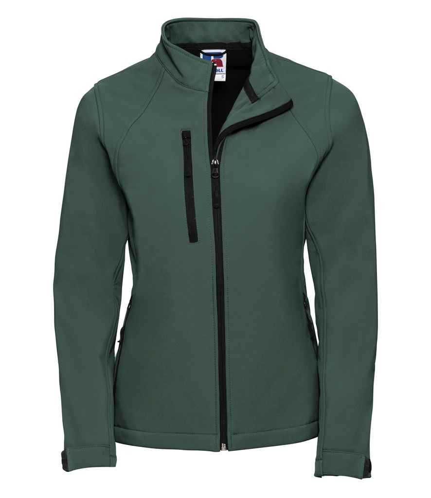 Russell Ladies Soft Shell Jacket in Bottle Green by Russell — Custom branded clothing by Print Press, featuring premium embroidery produced in our specialist print lab in the UK.