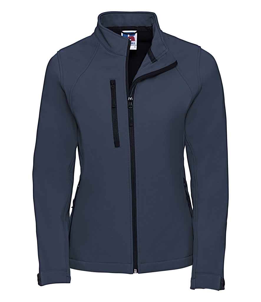 Russell Ladies Soft Shell Jacket in French Navy by Russell — Custom branded clothing by Print Press, featuring premium embroidery produced in our specialist print lab in the UK.