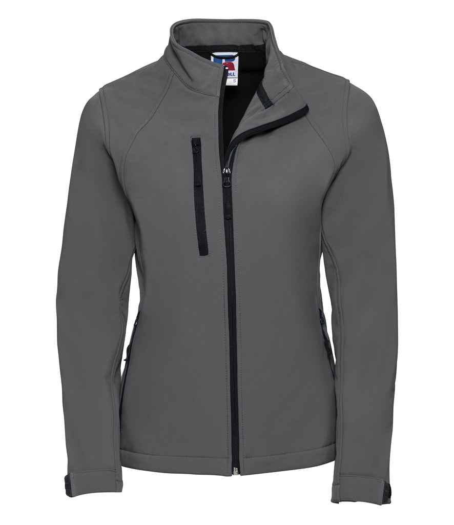 Russell Ladies Soft Shell Jacket in Titanium by Russell — Custom branded clothing by Print Press, featuring premium embroidery produced in our specialist print lab in the UK.