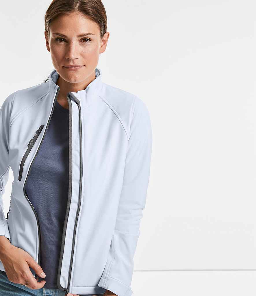 Russell Ladies Soft Shell Jacket in by Russell — Custom branded clothing by Print Press, featuring premium embroidery produced in our specialist print lab in the UK.