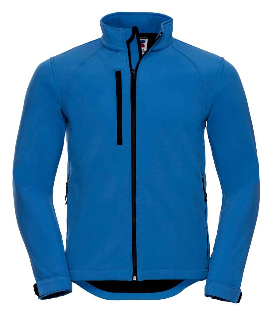 Russell Soft Shell Jacket in Azure by Russell — Custom branded clothing by Print Press, featuring premium embroidery produced in our specialist print lab in the UK.