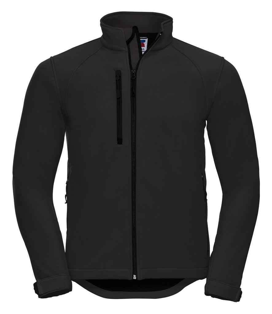 Russell Soft Shell Jacket in Black by Russell — Custom branded clothing by Print Press, featuring premium embroidery produced in our specialist print lab in the UK.