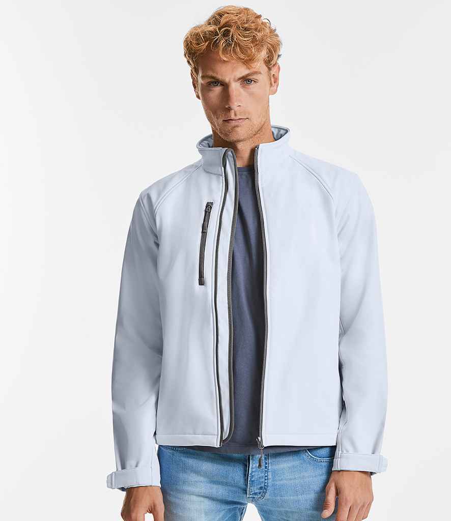 Russell Soft Shell Jacket in White by Russell — Custom branded clothing by Print Press, featuring premium embroidery produced in our specialist print lab in the UK.