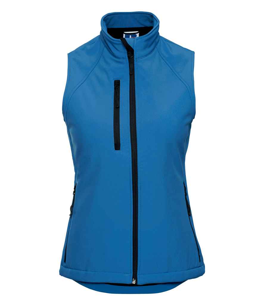 Russell Ladies Soft Shell Gilet in Azure by Russell — Custom branded clothing by Print Press, featuring premium embroidery produced in our specialist print lab in the UK.