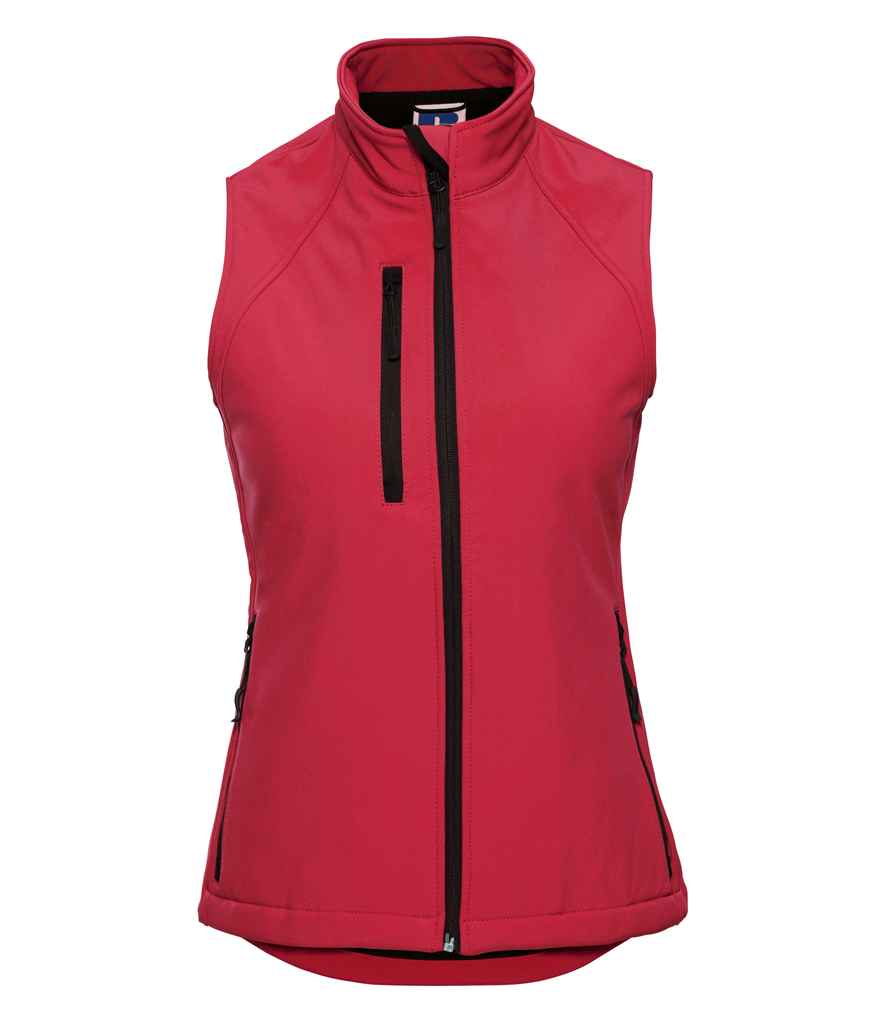 Russell Ladies Soft Shell Gilet in Classic Red by Russell — Custom branded clothing by Print Press, featuring premium embroidery produced in our specialist print lab in the UK.