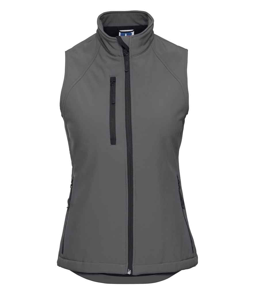 Russell Ladies Soft Shell Gilet in Titanium by Russell — Custom branded clothing by Print Press, featuring premium embroidery produced in our specialist print lab in the UK.