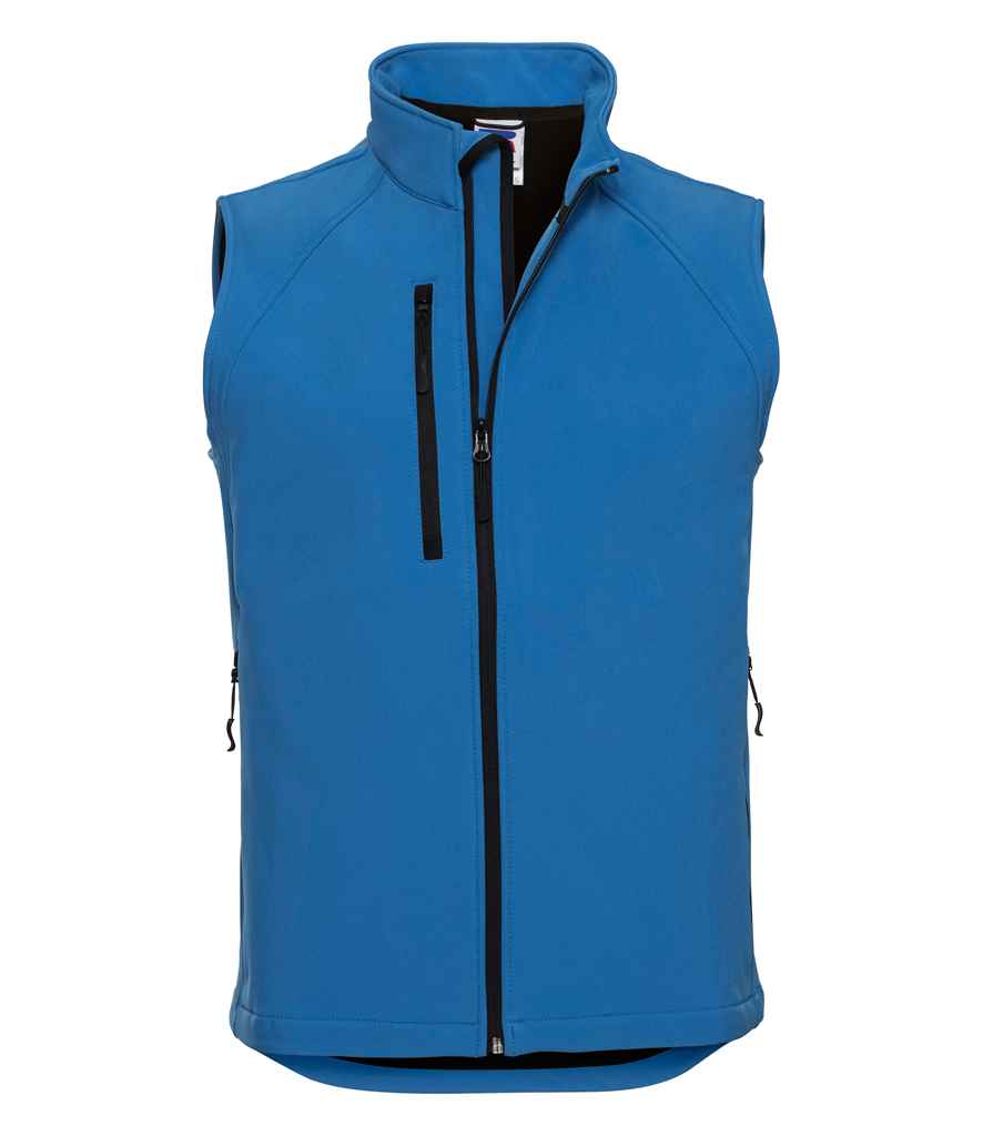 Russell Soft Shell Gilet in Azure by Russell — Custom branded clothing by Print Press, featuring premium embroidery produced in our specialist print lab in the UK.