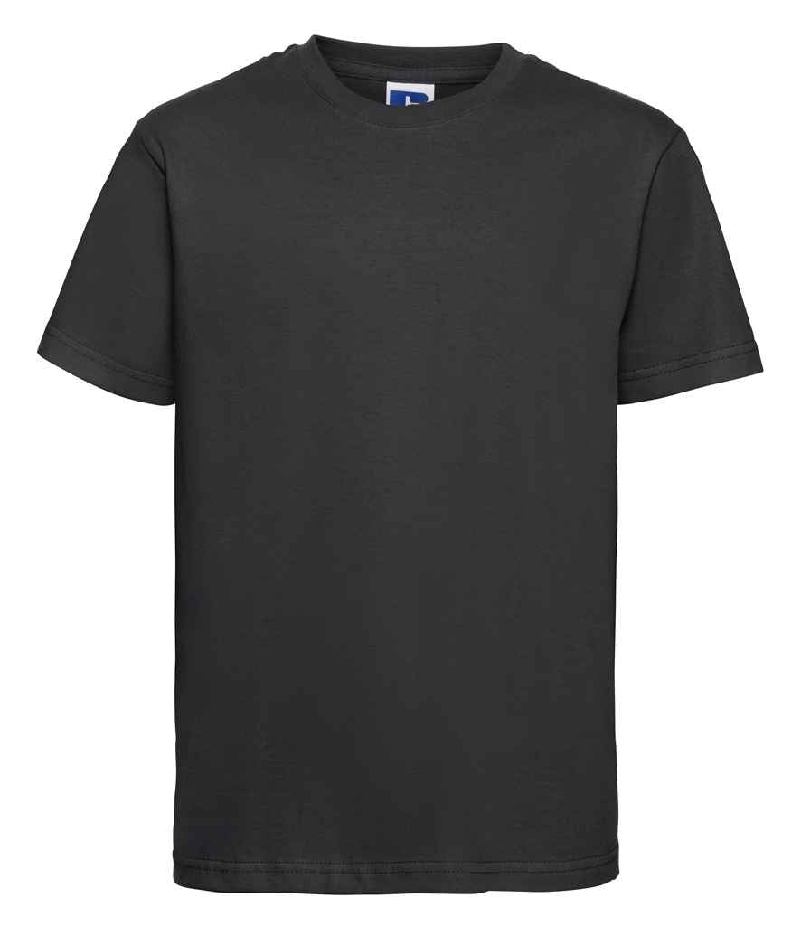Russell Kids Slim T-Shirt in Black by Russell — Custom branded clothing by Print Press, featuring premium embroidery produced in our specialist print lab in the UK.