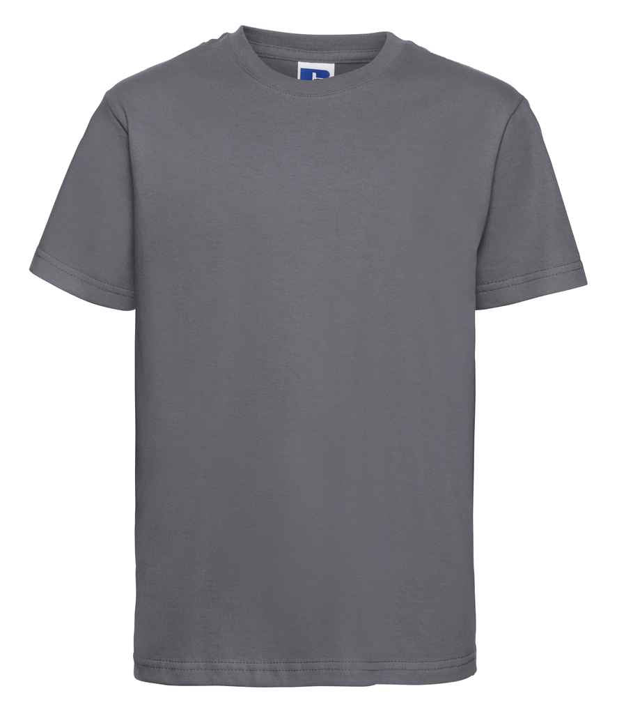 Russell Kids Slim T-Shirt in Convoy Grey by Russell — Custom branded clothing by Print Press, featuring premium embroidery produced in our specialist print lab in the UK.
