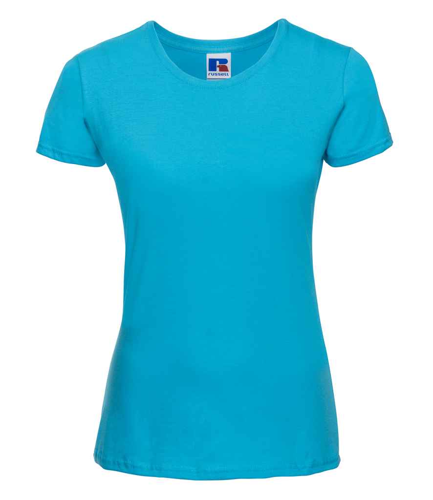 Russell Ladies Lightweight Slim T-Shirt in Turquoise Blue by Russell — Custom branded clothing by Print Press, featuring premium embroidery produced in our specialist print lab in the UK.