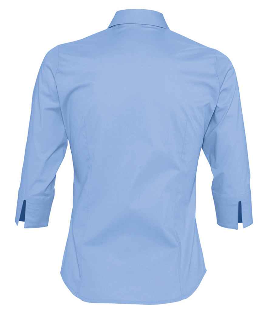 SOL'S Ladies Effect 3/4 Sleeve Fitted Shirt in by SOL'S — Custom branded clothing by Print Press, featuring premium embroidery produced in our specialist print lab in the UK.