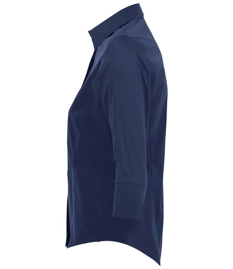SOL'S Ladies Effect 3/4 Sleeve Fitted Shirt in by SOL'S — Custom branded clothing by Print Press, featuring premium embroidery produced in our specialist print lab in the UK.