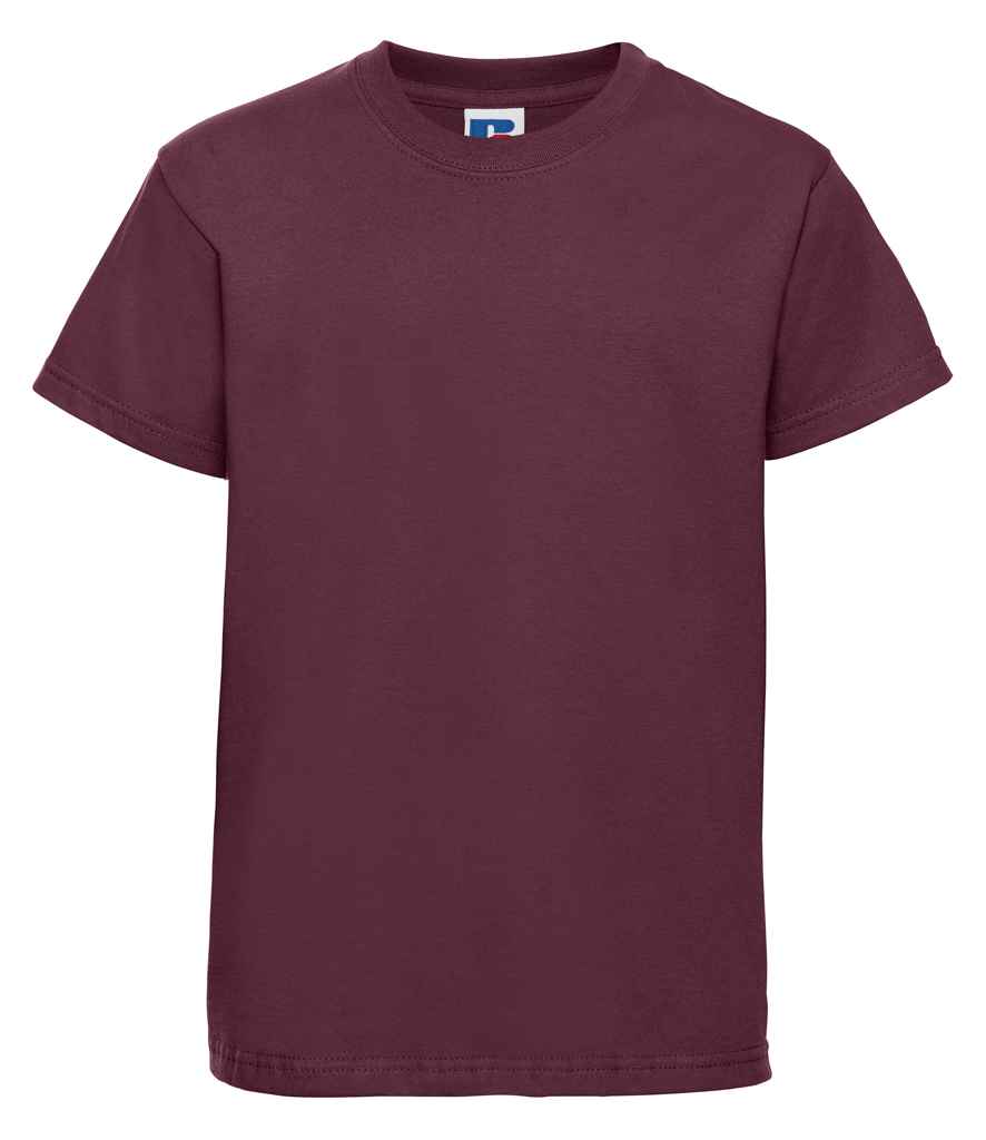 Russell Schoolgear Kids Classic Ringspun T-Shirt in Burgundy by Russell — Custom branded clothing by Print Press, featuring premium embroidery produced in our specialist print lab in the UK.