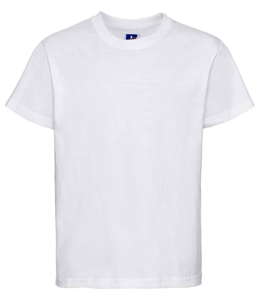Russell Schoolgear Kids Classic Ringspun T-Shirt in White by Russell — Custom branded clothing by Print Press, featuring premium embroidery produced in our specialist print lab in the UK.