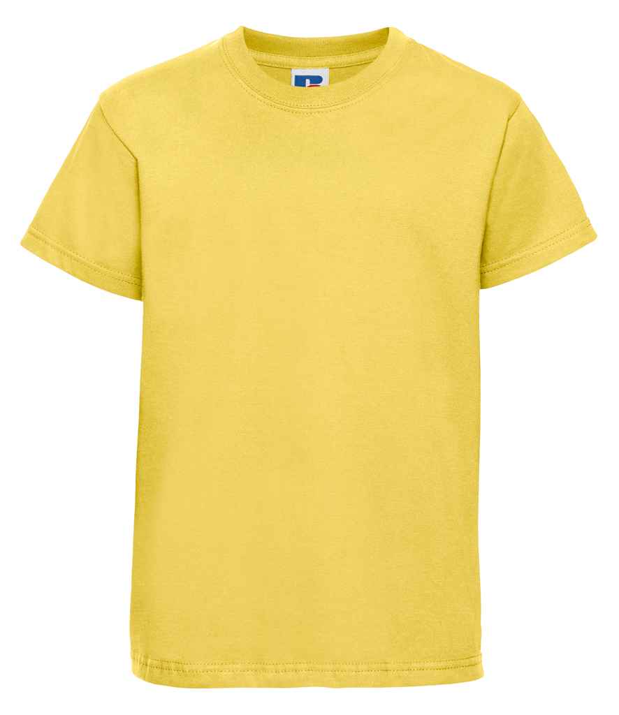 Russell Schoolgear Kids Classic Ringspun T-Shirt in Yellow by Russell — Custom branded clothing by Print Press, featuring premium embroidery produced in our specialist print lab in the UK.