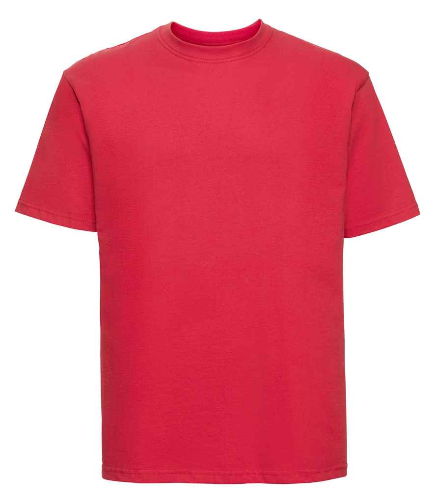 Russell Classic Ringspun T-Shirt in Bright Red by Russell — Custom branded clothing by Print Press, featuring premium embroidery produced in our specialist print lab in the UK.
