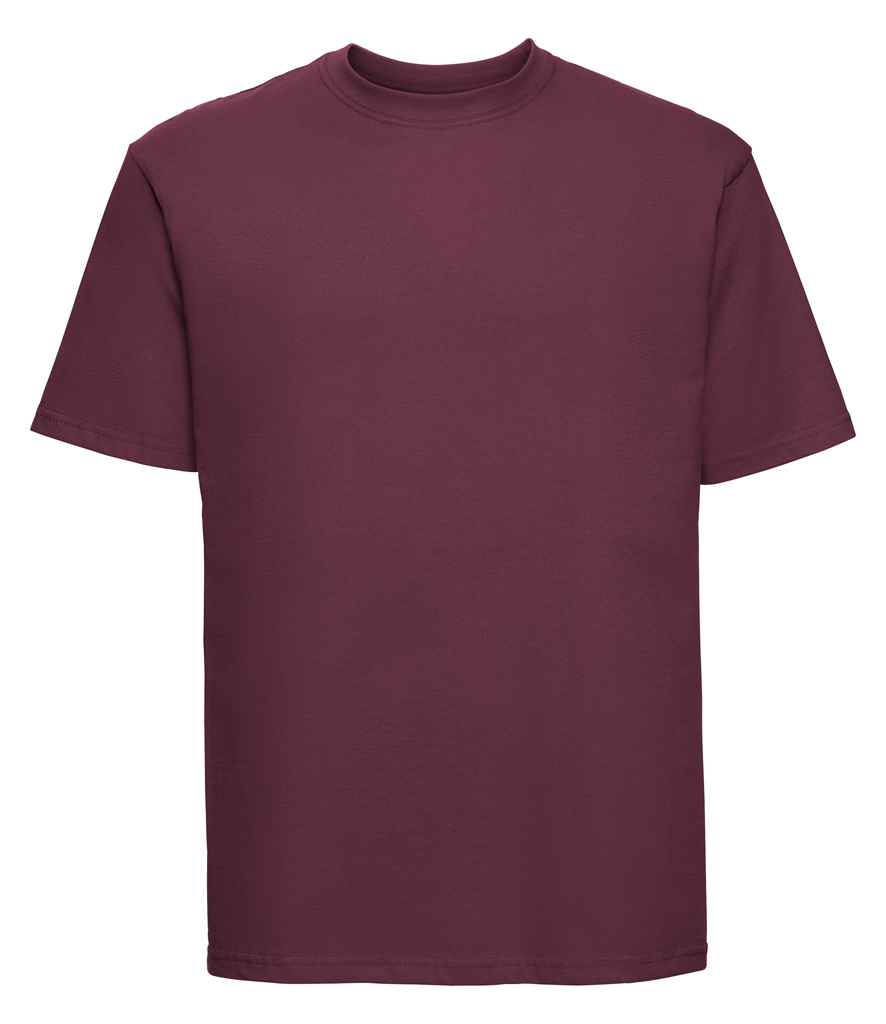 Russell Classic Ringspun T-Shirt in Burgundy by Russell — Custom branded clothing by Print Press, featuring premium embroidery produced in our specialist print lab in the UK.