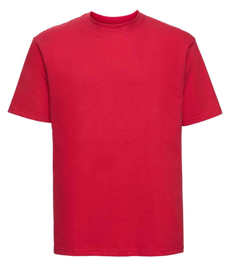 Russell Classic Ringspun T-Shirt in Classic Red by Russell — Custom branded clothing by Print Press, featuring premium embroidery produced in our specialist print lab in the UK.