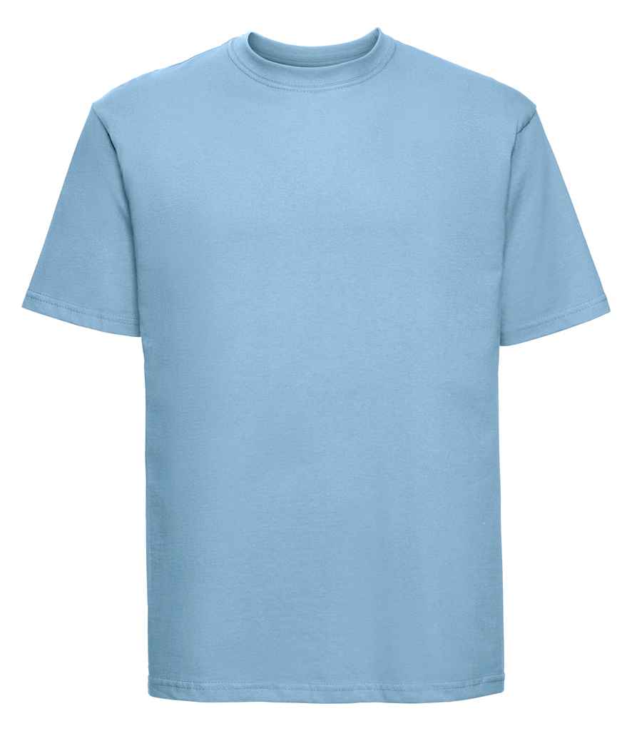 Russell Classic Ringspun T-Shirt in Sky Blue by Russell — Custom branded clothing by Print Press, featuring premium embroidery produced in our specialist print lab in the UK.