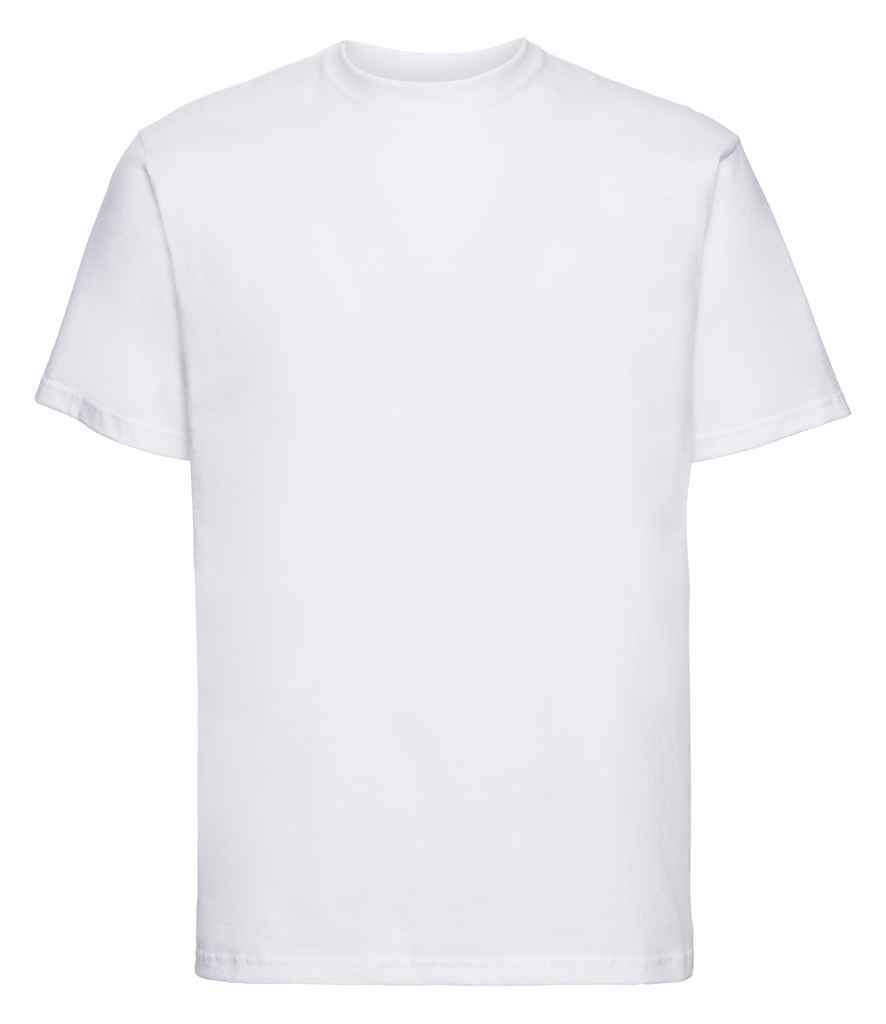 Russell Classic Ringspun T-Shirt in White by Russell — Custom branded clothing by Print Press, featuring premium embroidery produced in our specialist print lab in the UK.