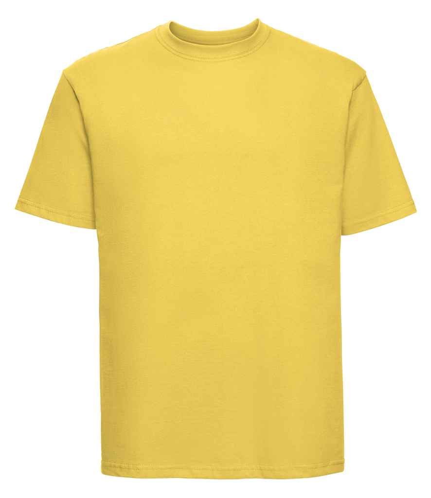 Russell Classic Ringspun T-Shirt in Yellow by Russell — Custom branded clothing by Print Press, featuring premium embroidery produced in our specialist print lab in the UK.
