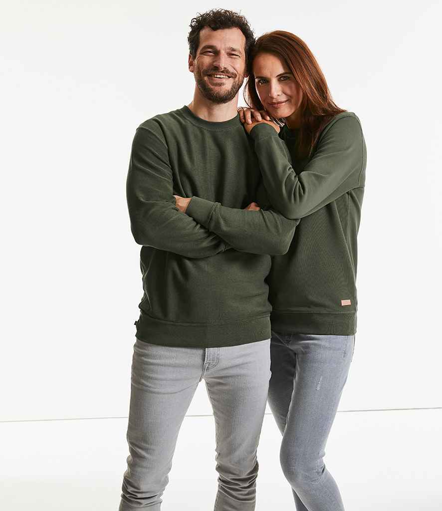 Russell Pure Organic Reversible Sweatshirt in Dark Olive by Russell — Custom branded clothing by Print Press, featuring premium embroidery produced in our specialist print lab in the UK.