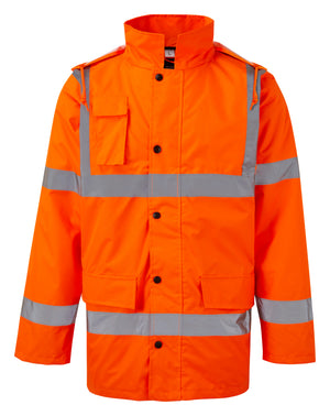Hi Vis Motorway Jacket in ORANGE by FORT — Custom branded clothing by Print Press, featuring premium embroidery produced in our specialist print lab in the UK.