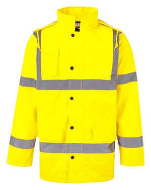 Hi Vis Motorway Jacket in YELLOW by FORT — Custom branded clothing by Print Press, featuring premium embroidery produced in our specialist print lab in the UK.
