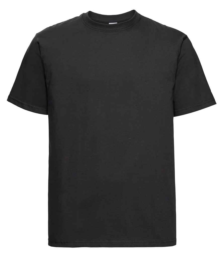 Russell Classic Heavyweight Combed Cotton T-Shirt in Black by Russell — Custom branded clothing by Print Press, featuring premium embroidery produced in our specialist print lab in the UK.