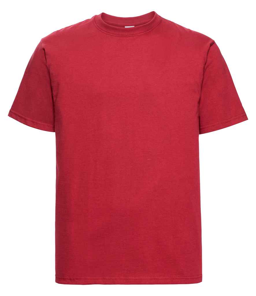 Russell Classic Heavyweight Combed Cotton T-Shirt in Classic Red by Russell — Custom branded clothing by Print Press, featuring premium embroidery produced in our specialist print lab in the UK.