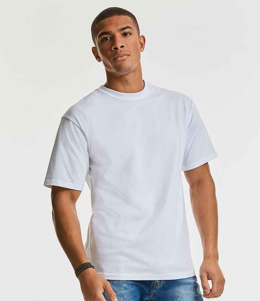 Russell Classic Heavyweight Combed Cotton T-Shirt in White by Russell — Custom branded clothing by Print Press, featuring premium embroidery produced in our specialist print lab in the UK.