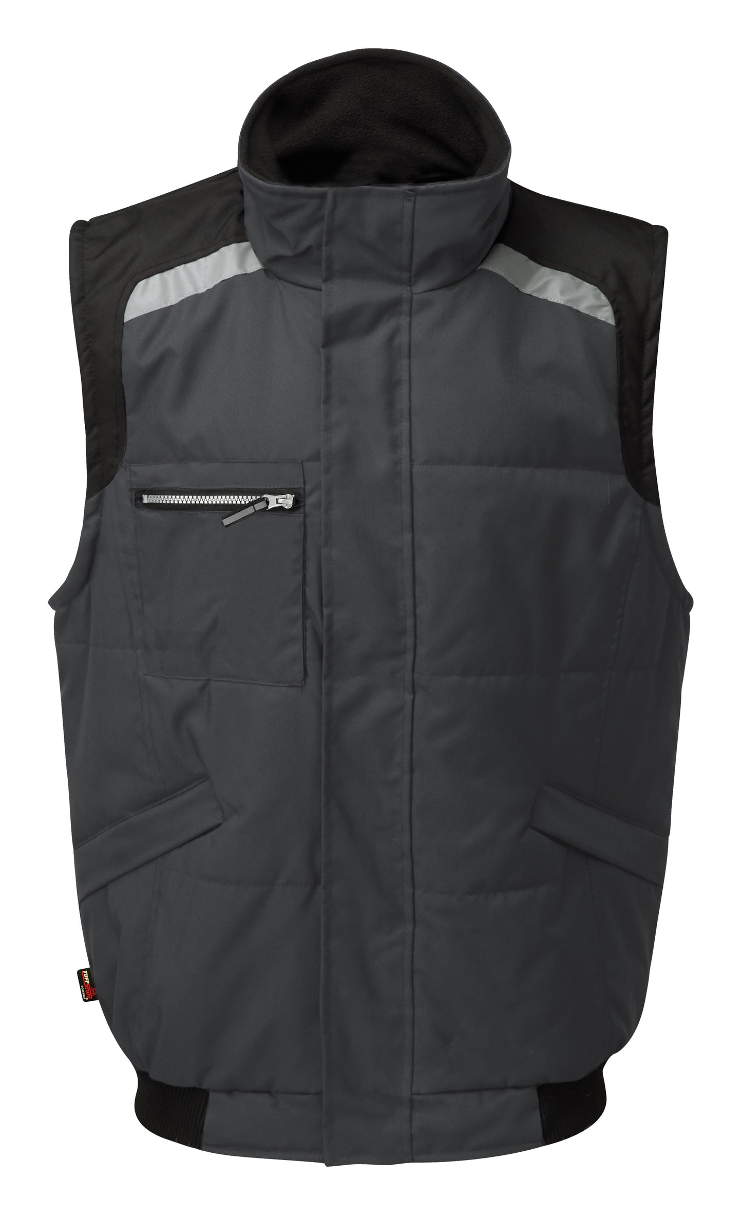 Tuffstuff Pro Work Bodywarmer in GREY by TUFFSTUFF — Custom branded clothing by Print Press, featuring premium embroidery produced in our specialist print lab in the UK.