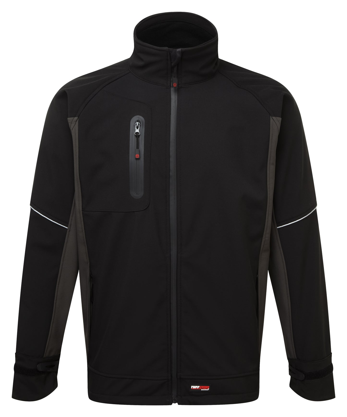 Tuffstuff Stanton Softshell Jacket in BLACK by TUFFSTUFF — Custom branded clothing by Print Press, featuring premium embroidery produced in our specialist print lab in the UK.
