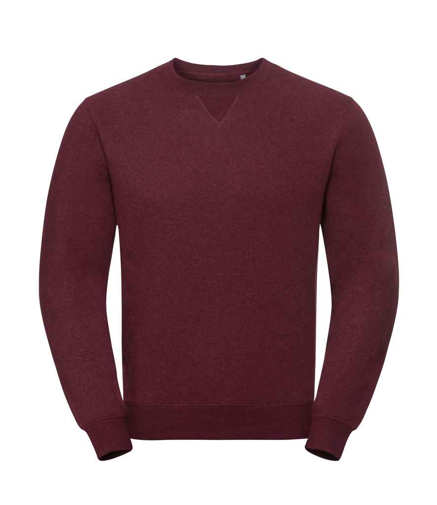 Russell Authentic Melange Sweatshirt in Burgundy Melange by Russell — Custom branded clothing by Print Press, featuring premium embroidery produced in our specialist print lab in the UK.