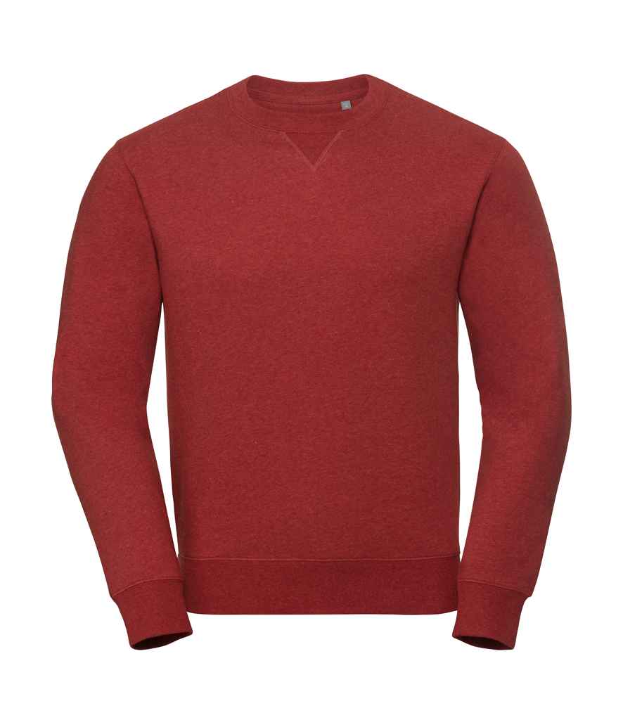 Russell Authentic Melange Sweatshirt in Brick Red Melange by Russell — Custom branded clothing by Print Press, featuring premium embroidery produced in our specialist print lab in the UK.