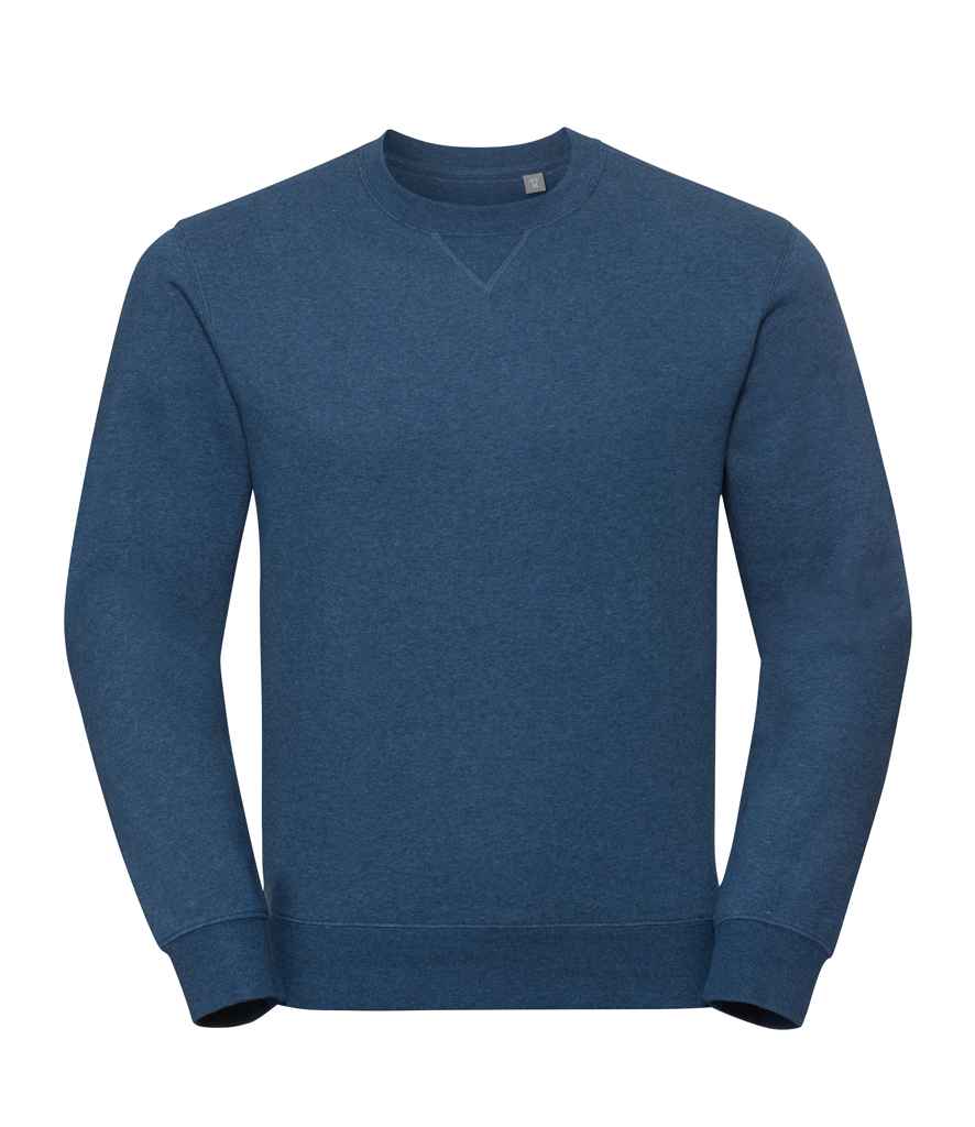 Russell Authentic Melange Sweatshirt in Ocean Melange by Russell — Custom branded clothing by Print Press, featuring premium embroidery produced in our specialist print lab in the UK.