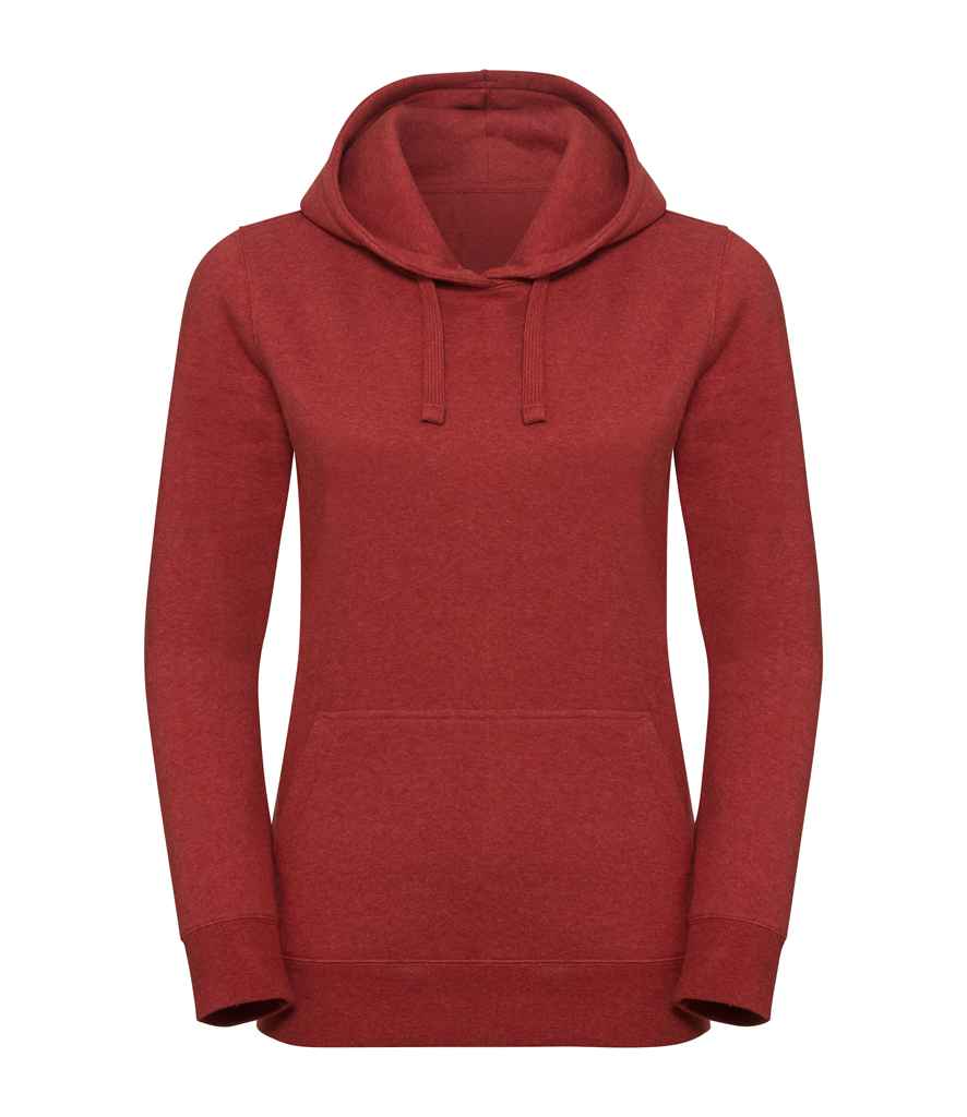 Russell Ladies Authentic Melange Hoodie in Brick Red Melange by Russell — Custom branded clothing by Print Press, featuring premium embroidery produced in our specialist print lab in the UK.