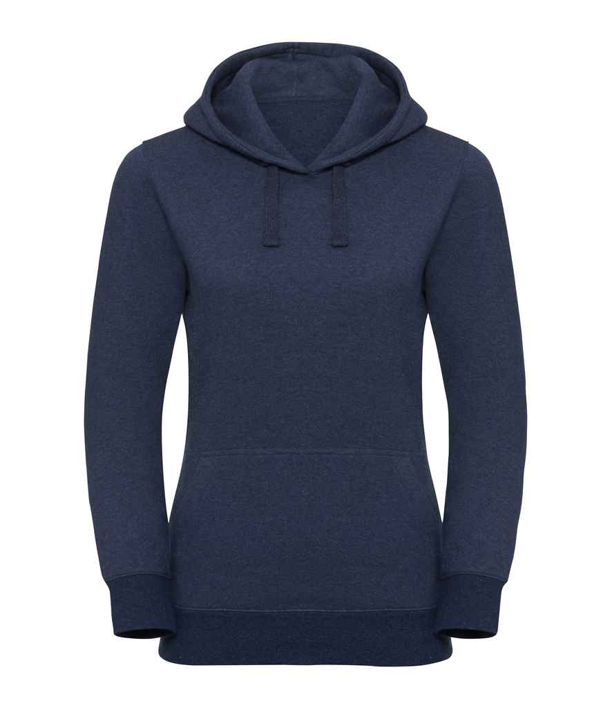 Russell Ladies Authentic Melange Hoodie in Indigo Melange by Russell — Custom branded clothing by Print Press, featuring premium embroidery produced in our specialist print lab in the UK.