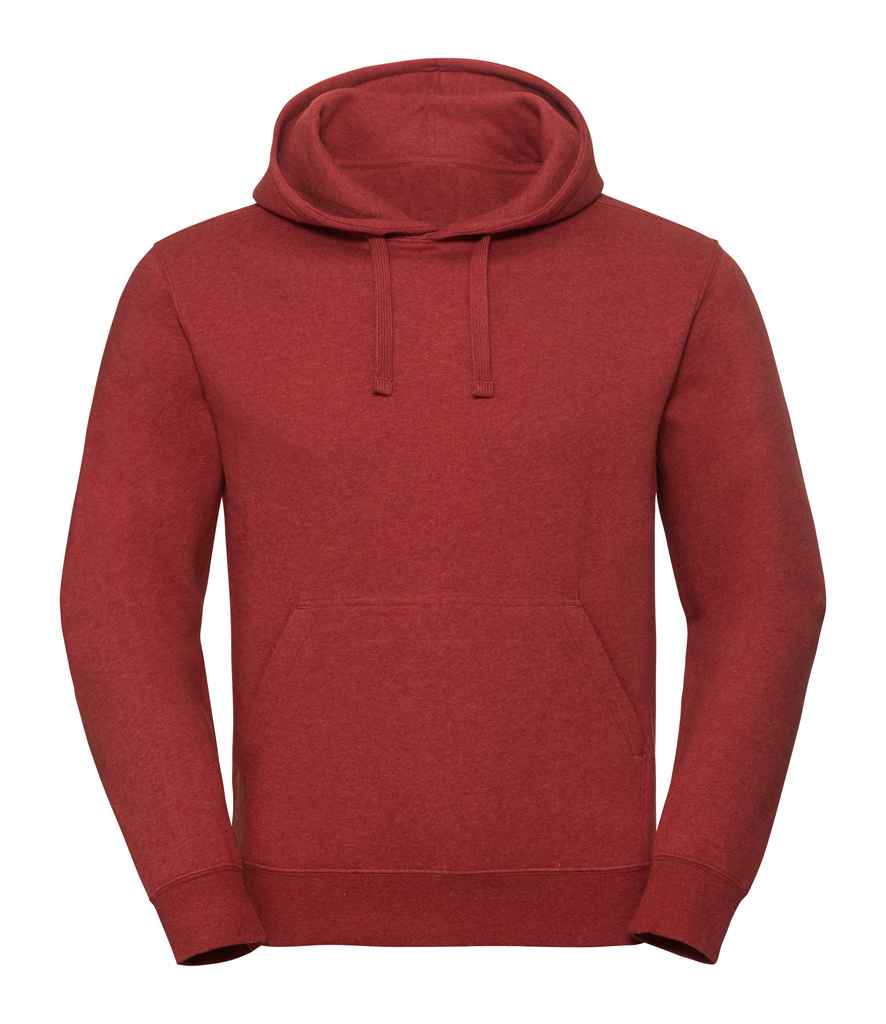 Russell Authentic Melange Hoodie in Brick Red Melange by Russell — Custom branded clothing by Print Press, featuring premium embroidery produced in our specialist print lab in the UK.