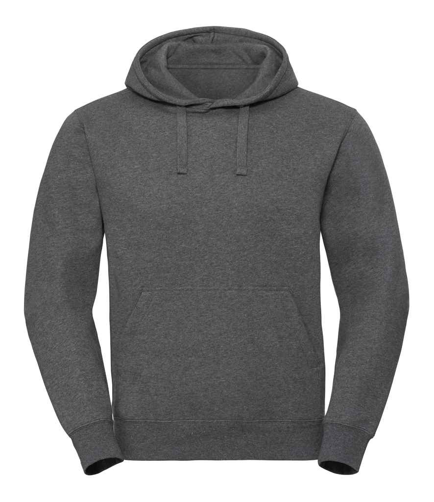 Russell Authentic Melange Hoodie in Carbon Melange by Russell — Custom branded clothing by Print Press, featuring premium embroidery produced in our specialist print lab in the UK.
