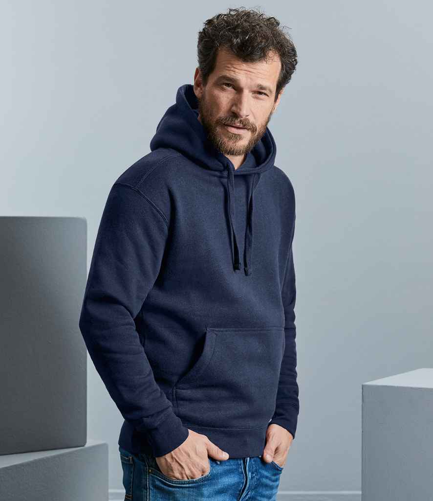 Russell Authentic Melange Hoodie in Indigo Melange by Russell — Custom branded clothing by Print Press, featuring premium embroidery produced in our specialist print lab in the UK.