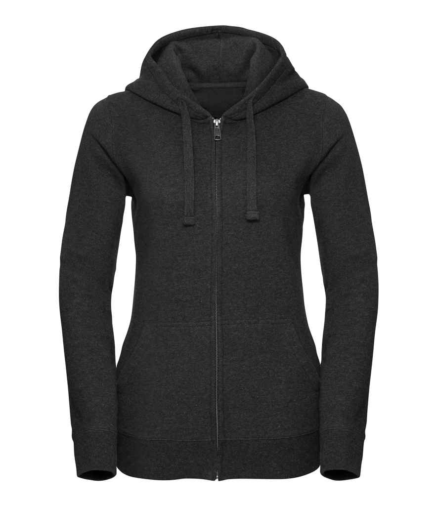 Russell Ladies Authentic Melange Zip Hoodie in Charcoal Melange by Russell — Custom branded clothing by Print Press, featuring premium embroidery produced in our specialist print lab in the UK.