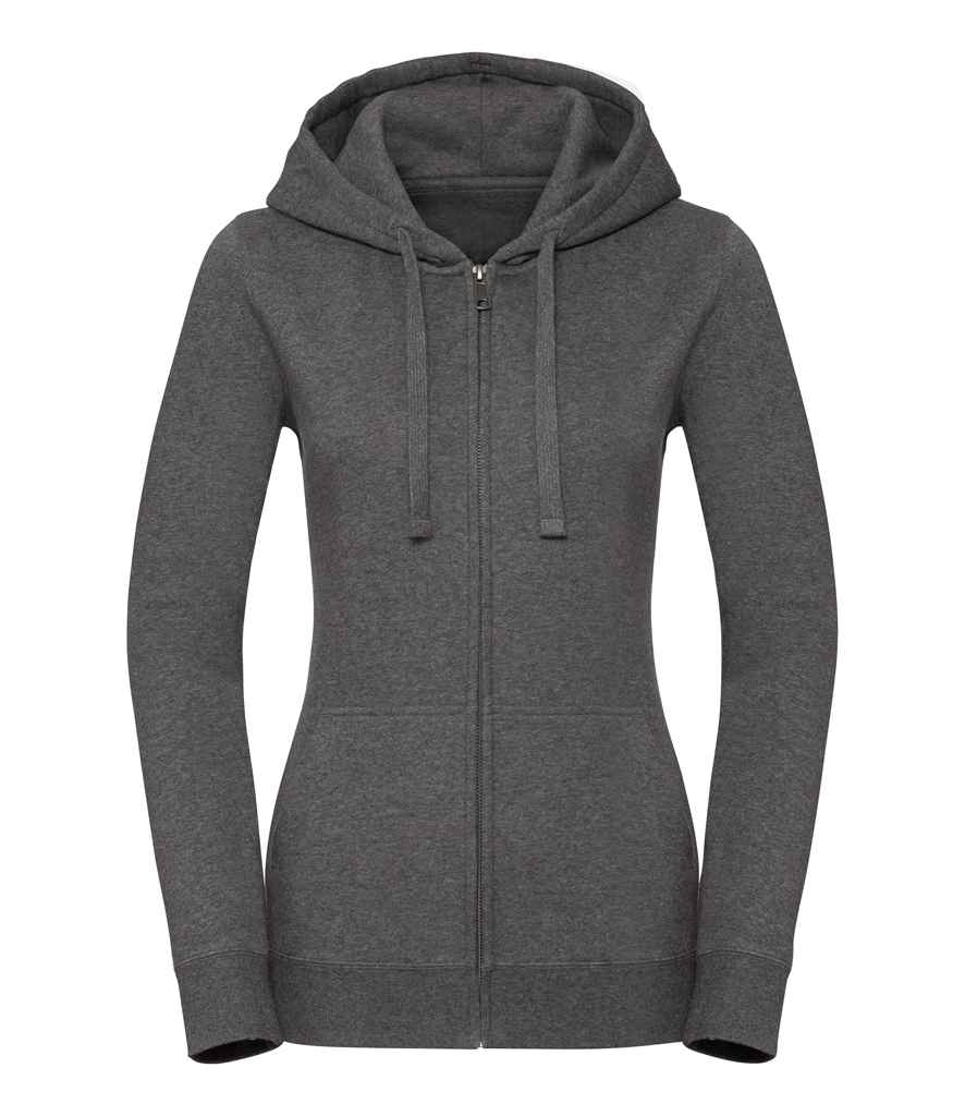 Russell Ladies Authentic Melange Zip Hoodie in Carbon Melange by Russell — Custom branded clothing by Print Press, featuring premium embroidery produced in our specialist print lab in the UK.